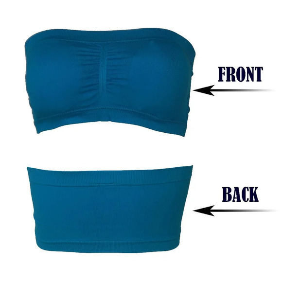 3pcs SET Strapless Bandeau Padded Tube Top Bra Stretch Non-slip Tan Nude - Picture 4 of 8